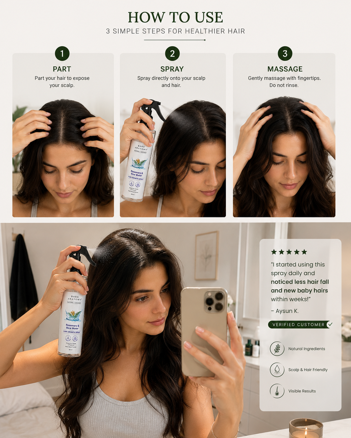 Rosemary & Ricewater Hair Growth Spray