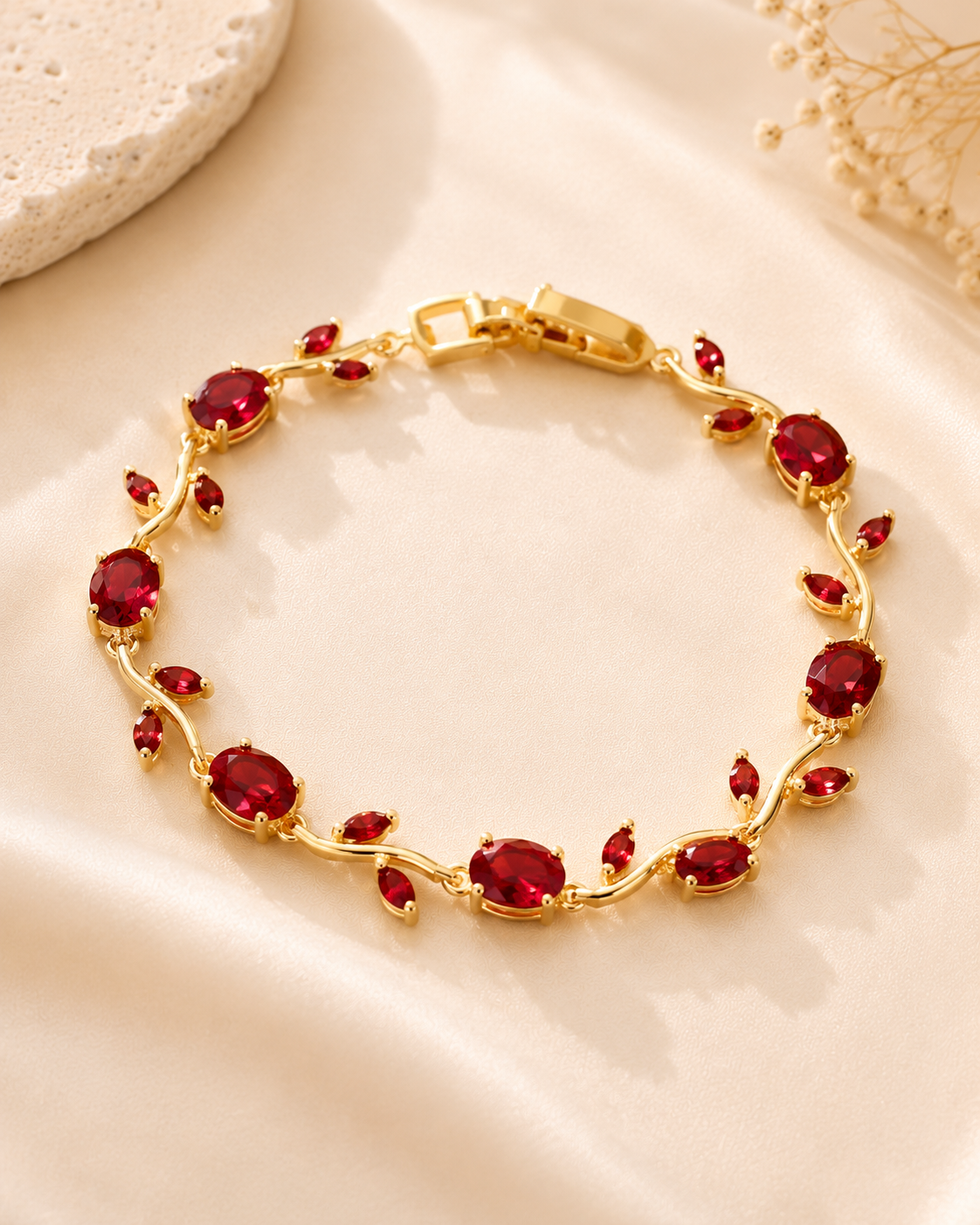 18K Gold-Plated Tulip Bracelet with CZ Stones