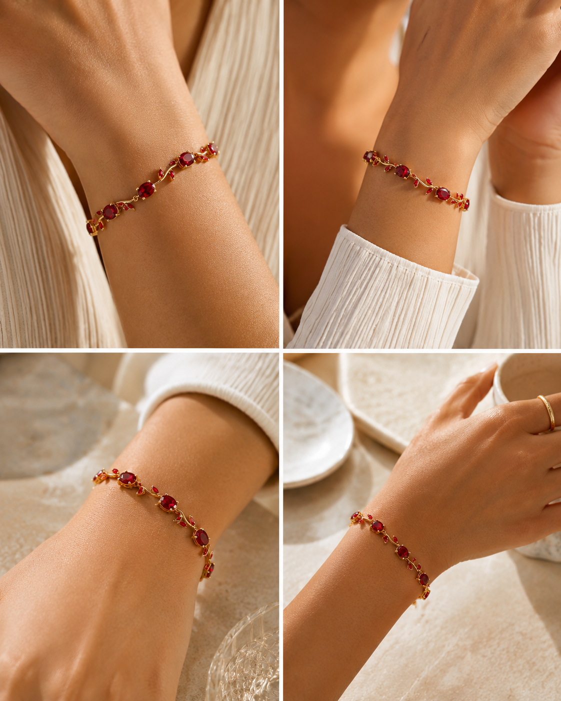 18K Gold-Plated Tulip Bracelet with CZ Stones
